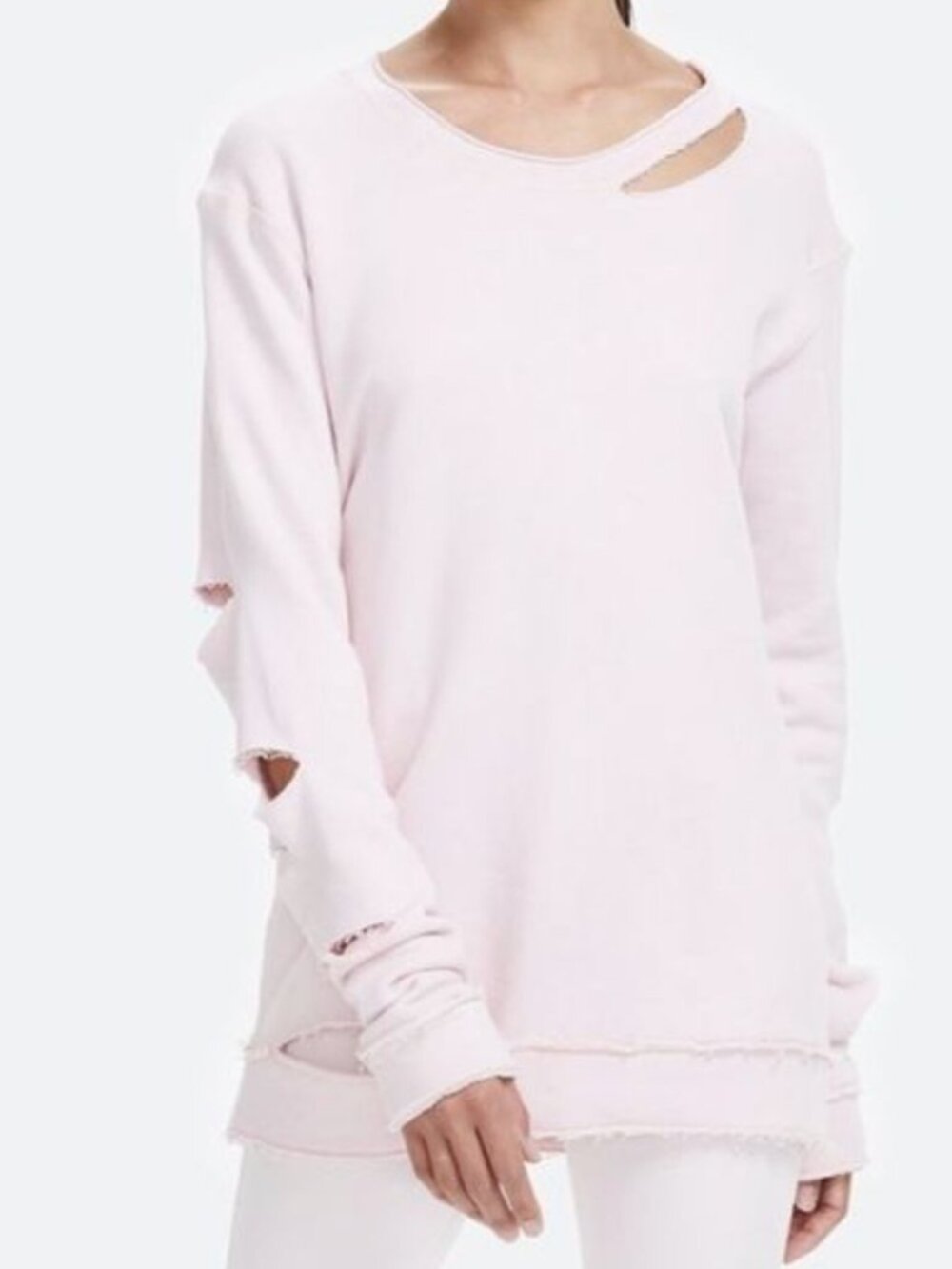 Alala Light Pink Distressed Sweatshirt